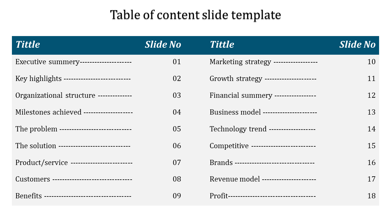 content slide template